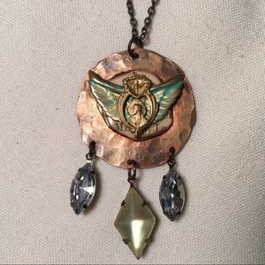 Handcrafted Jeweled Mixed Media Necklace